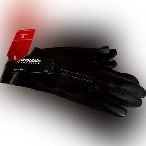 LEATHER 3M THINSULATE LADIES GLOVES BROWN SLEEK SZ: XL DRIVING WARM RN#: 17730